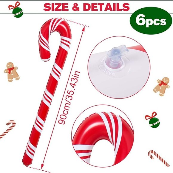 NEW Set of 6 Inflatable Christmas Candy Canes (35 Inches) Christmas Decorations - Picture 2 of 9
